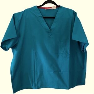Apples for Life Teal Scrub Top Sz XL